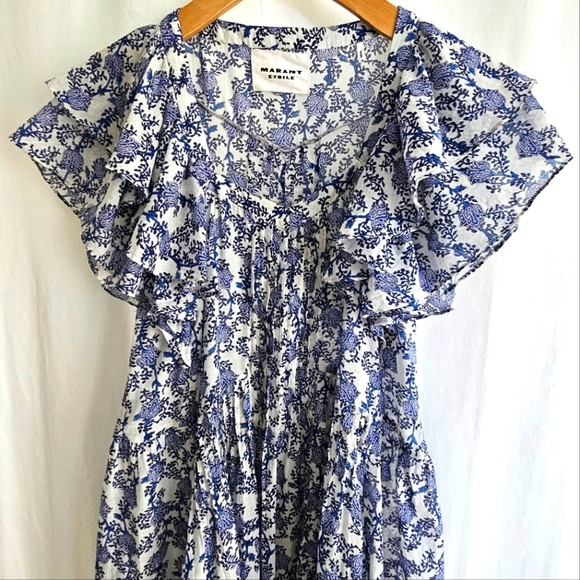 🇨🇵 Isabel Marant Etoile White & Blue Godrana Mini Dress - Picture 6 of 16